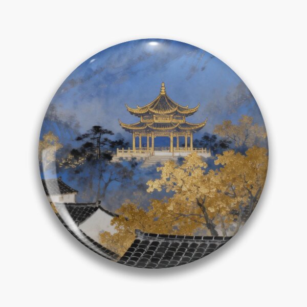 Item preview, Majestic Blue Mountains and Golden Village Landscape designed and sold by zzz888.