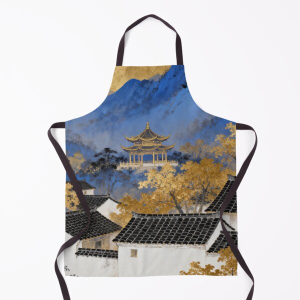 Item preview, Majestic Blue Mountains and Golden Village Landscape designed and sold by zzz888.