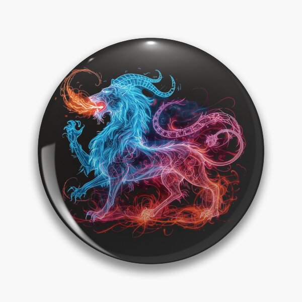 Item preview, Neon Chimera Lion Mythical Creature Fire & Ice Glow Art designed and sold by TitanRN.