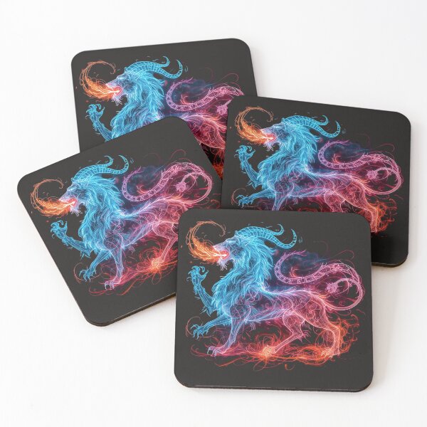 Item preview, Neon Chimera Lion Mythical Creature Fire & Ice Glow Art designed and sold by TitanRN.