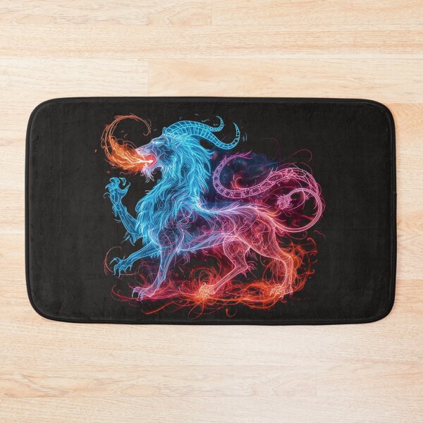 Item preview, Neon Chimera Lion Mythical Creature Fire & Ice Glow Art designed and sold by TitanRN.