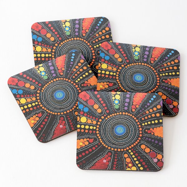 Item preview, Aboriginal Inspired Dot Art - Dark Sunshiny designed and sold by GrinGalore.