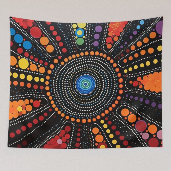 Item preview, Aboriginal Inspired Dot Art - Dark Sunshiny designed and sold by GrinGalore.