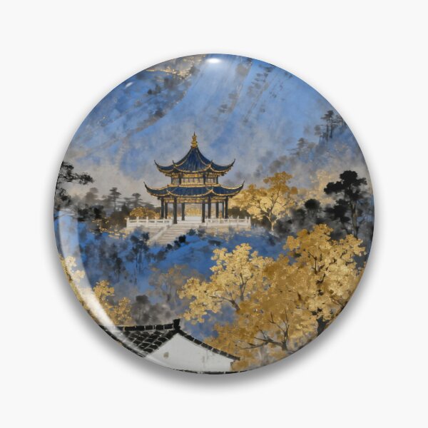 Item preview, Majestic Blue Mountains and Golden Pavilion Landscape designed and sold by zzz888.