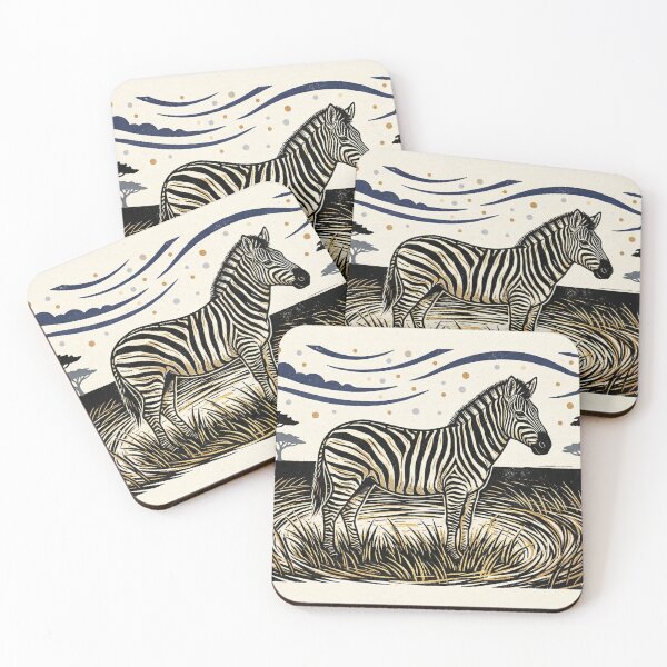 Item preview, Striking Zebra Art Contrast Linocut Savannah Print designed and sold by SavannaStrikes.