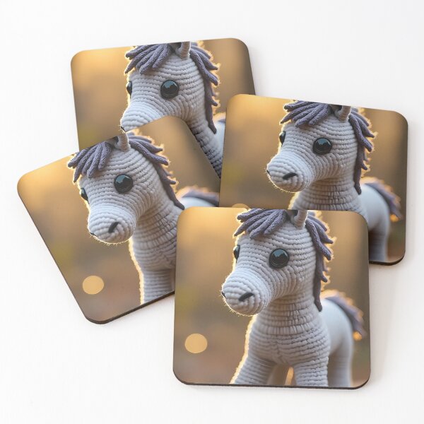 Item preview, Crocheted toy horse in golden light designed and sold by Mianku | Für das Leben.