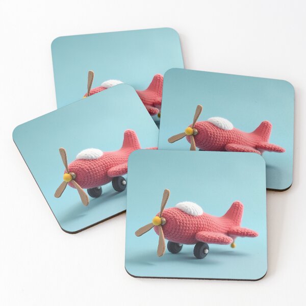 Item preview, Crocheted red toy airplane on blue designed and sold by Mianku | Für das Leben.