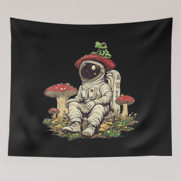 Item preview, Cottagecore Aesthetic Astronaut Frog Mushroom designed and sold by ArleneJene.