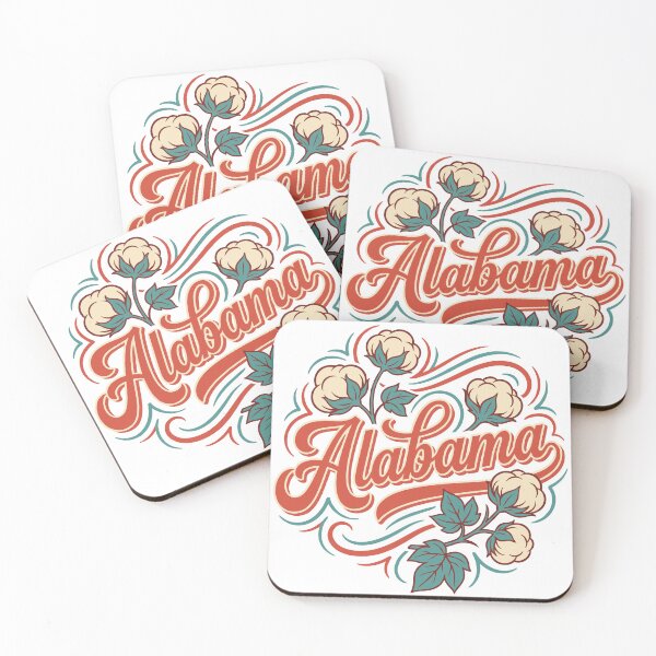 Item preview, Alabama Vintage Script with Cotton Blossoms Illustration designed and sold by CreativeHymms.