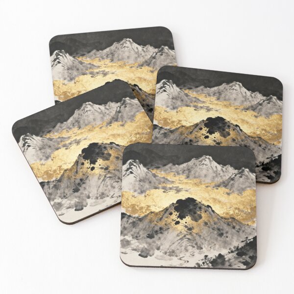 Item preview, Majestic Ink Mountains with Flowing Golden Mist designed and sold by zzz888.