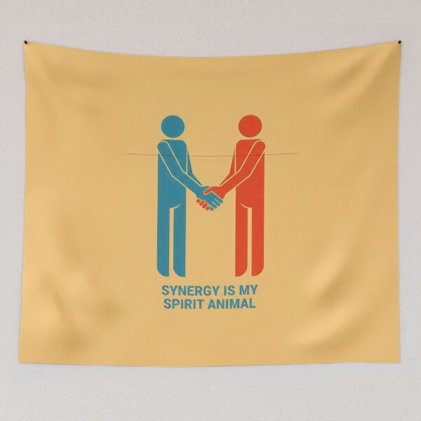 Item preview, Synergy Is My Spirit Animal Design with Teal-Orange Handshake and Minimalist Unity Vibe designed and sold by SplashTastic.