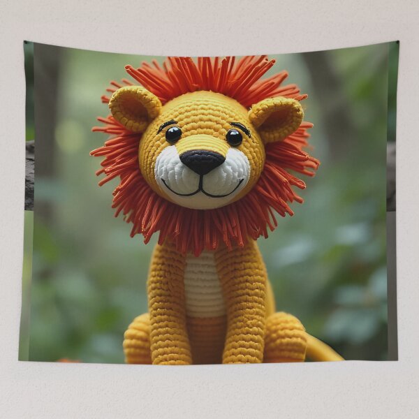 Item preview, Crocheted lion sitting in nature designed and sold by Mianku | Für das Leben.