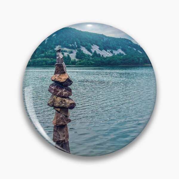 Item preview, Stone Balance Sculpture at Devils Lake – Nature Zen Photography Print designed and sold by aadventures.
