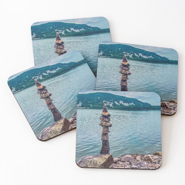 Item preview, Stone Balance Sculpture at Devils Lake – Nature Zen Photography Print designed and sold by aadventures.