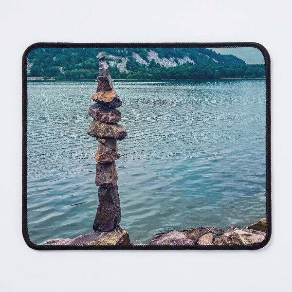 Item preview, Stone Balance Sculpture at Devils Lake – Nature Zen Photography Print designed and sold by aadventures.