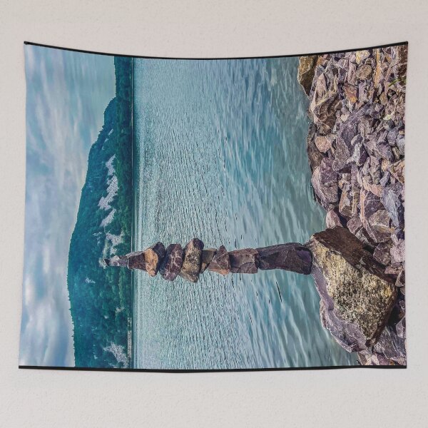 Item preview, Stone Balance Sculpture at Devils Lake – Nature Zen Photography Print designed and sold by aadventures.