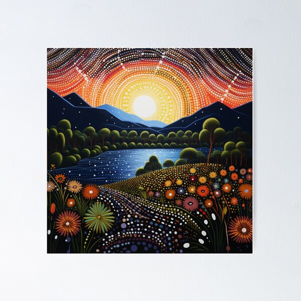 Item preview, Aboriginal Inspired Dot Art - Green Country designed and sold by GrinGalore.