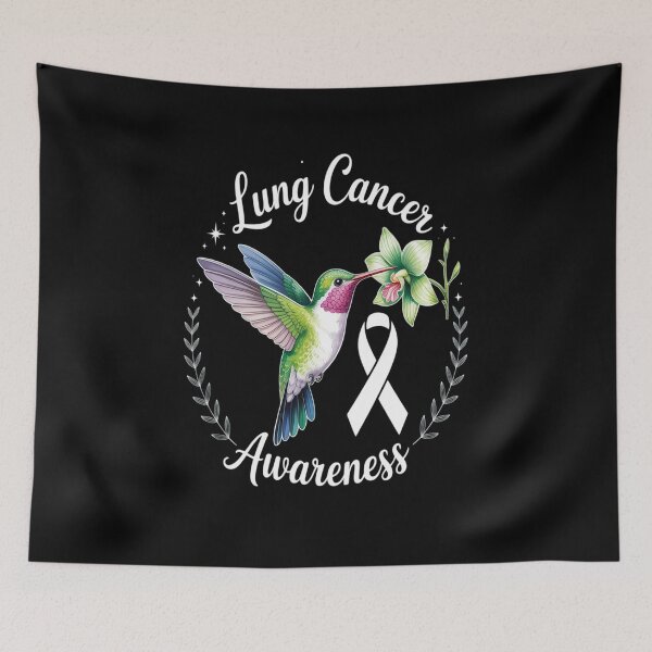 Item preview, Bird Cancer Warrior Hummingbird White Ribbon Lung Cancer designed and sold by Rrettgison.