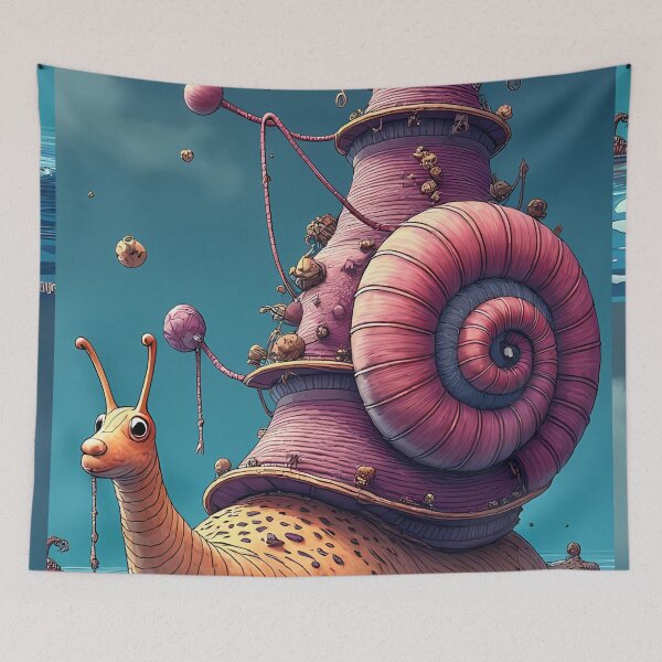 Item preview, Surreal snail with an architectural shell designed and sold by Mianku | Für das Leben.