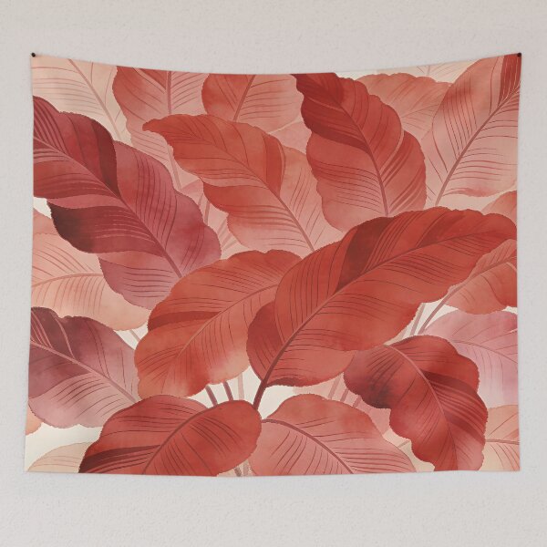 Item preview, Lush Terra Cotta and Coral Watercolor Tropical Leaves designed and sold by zzz888.