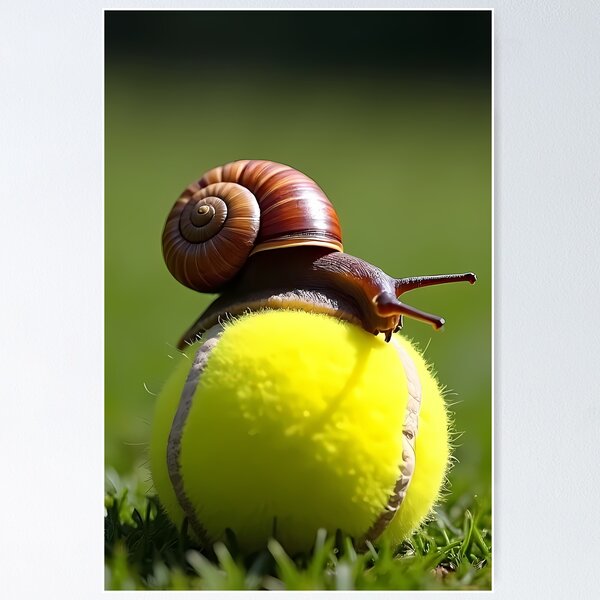 Item preview, Snail balancing on tennis ball in summer designed and sold by Mianku | Für das Leben.