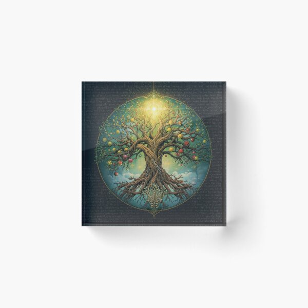 Item preview, Yggdrasil Tree of Life Golden Sun Norse Celtic Wall Art designed and sold by TitanRN.