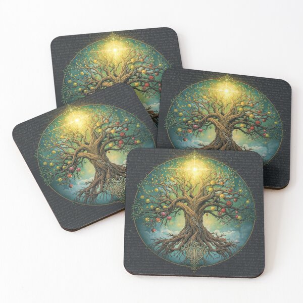 Item preview, Yggdrasil Tree of Life Golden Sun Norse Celtic Wall Art designed and sold by TitanRN.