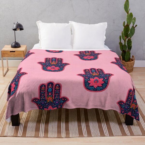 Item preview, Blush Pink Hamsa Lotus | Embroidered Boho Symbol | Floral Mystic Design designed and sold by ClaraToneStudio.
