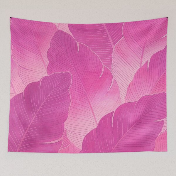 Item preview, Vibrant Hot Pink and Magenta Watercolor Tropical Leaves designed and sold by zzz888.