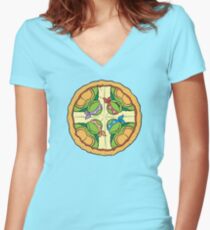 Pizza Time Women's Fitted V-Neck T-Shirt