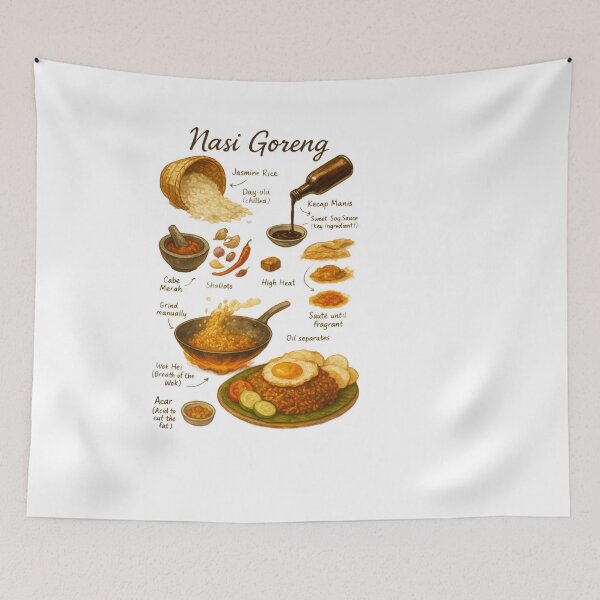 Item preview, Nasi Goreng (Indonesian Fried Rice) 1 Recipe Teeshirt | Classic Hot Dish | Cookbook | Hand-drawn Recipe Shirt | Fine Dining designed and sold by fishnsteve.