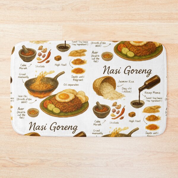 Item preview, Nasi Goreng (Indonesian Fried Rice) 1 Recipe Teeshirt | Classic Hot Dish | Cookbook | Hand-drawn Recipe Shirt | Fine Dining designed and sold by fishnsteve.