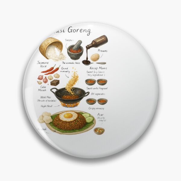 Item preview, Nasi Goreng (Indonesian Fried Rice) v2 Recipe Teeshirt | Classic Hot Dish | Cookbook | Hand-drawn Recipe Shirt | Fine Dining designed and sold by fishnsteve.