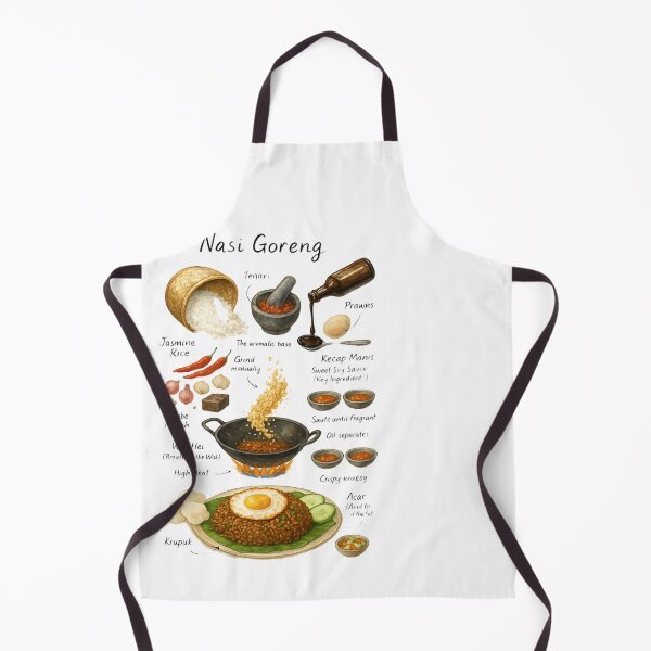 Item preview, Nasi Goreng (Indonesian Fried Rice) v2 Recipe Teeshirt | Classic Hot Dish | Cookbook | Hand-drawn Recipe Shirt | Fine Dining designed and sold by fishnsteve.