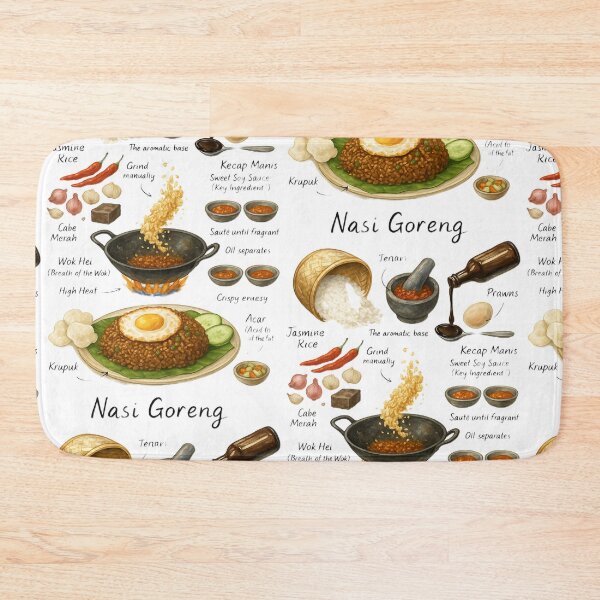 Item preview, Nasi Goreng (Indonesian Fried Rice) v2 Recipe Teeshirt | Classic Hot Dish | Cookbook | Hand-drawn Recipe Shirt | Fine Dining designed and sold by fishnsteve.