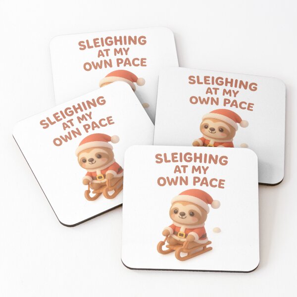 Item preview, Cute Sloth Santa on Sled - Sleighing At My Own Pace | Kawaii Fun Christmas Art designed and sold by Moons Studio.