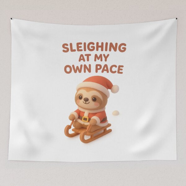 Item preview, Cute Sloth Santa on Sled - Sleighing At My Own Pace | Kawaii Fun Christmas Art designed and sold by Moons Studio.