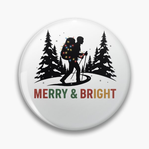 Item preview, Merry & Bright Festive Hiker T-Shirt - Snowy Mountain Silhouette Trail Lights Tee designed and sold by ZyxDes.