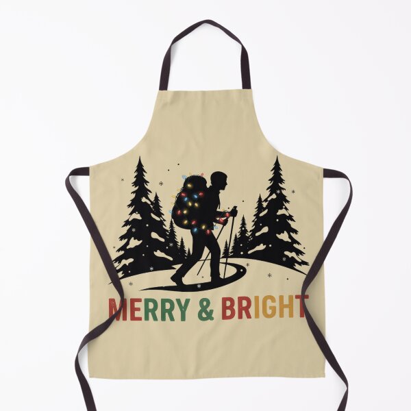 Item preview, Merry & Bright Festive Hiker T-Shirt - Snowy Mountain Silhouette Trail Lights Tee designed and sold by ZyxDes.