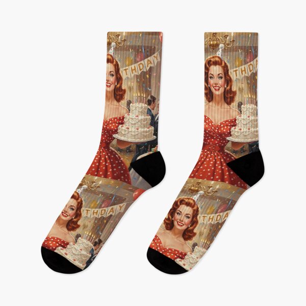 Item preview, Vintage Red Polka Dot Birthday Pinup - Celebration Cake & Ballroom Dance designed and sold by Art's Diner.