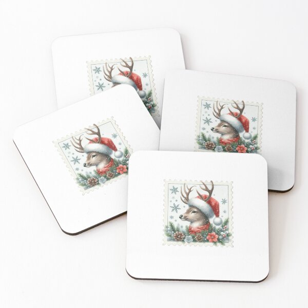 Item preview, Deer Postage Stamp – Vintage Holiday Stamp Illustration designed and sold by GoxyVision.