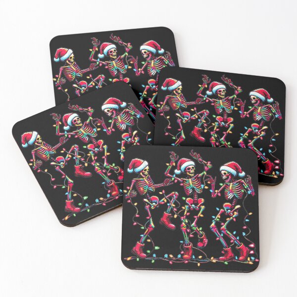 Item preview, Three Dancing Skeletons Wearing Santa Hats and Christmas Lights Party designed and sold by HuserPiri.