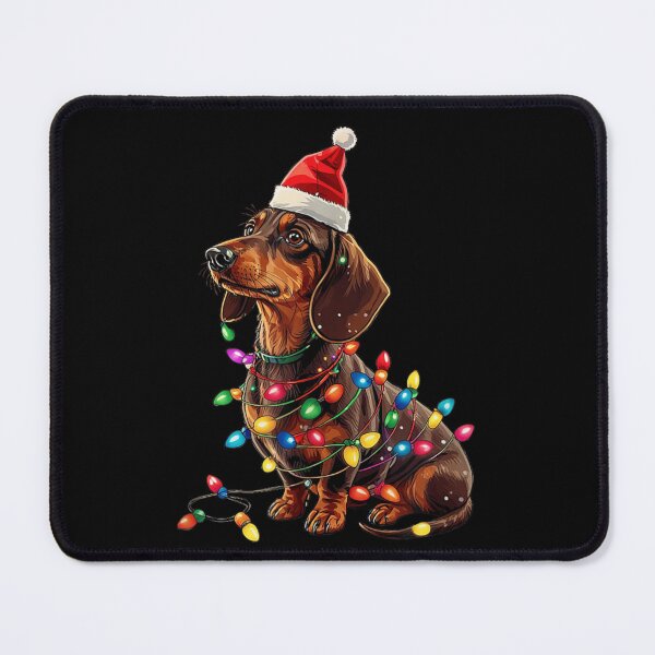 Item preview, Adorable Dachshund Dog Tangles in Colorful Christmas Lights Santa Hat designed and sold by HuserPiri.