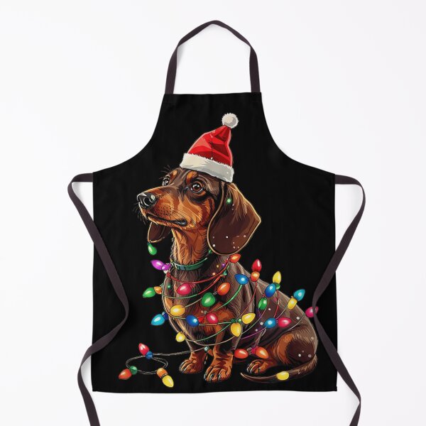 Item preview, Adorable Dachshund Dog Tangles in Colorful Christmas Lights Santa Hat designed and sold by HuserPiri.