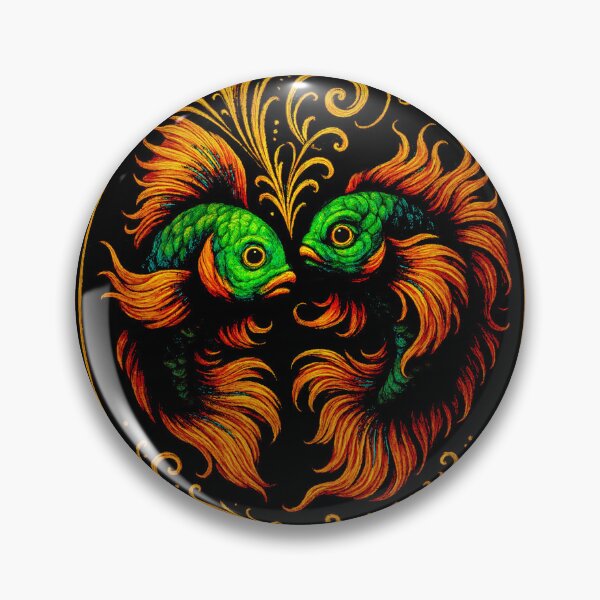 Item preview, Celestial Koi Duet – Ornate Neon Pisces Emblem designed and sold by Sanctum Icons.