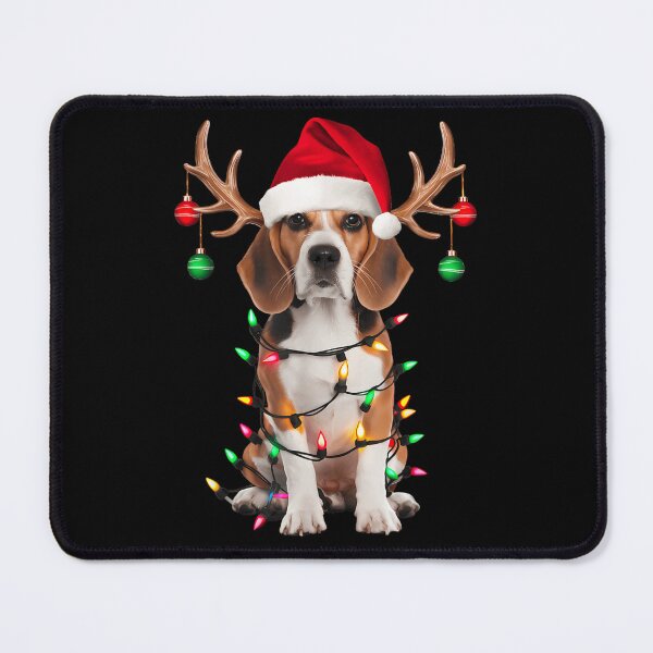 Item preview, Adorable Beagle Dog Tangles in Colorful Christmas Lights and Antlers designed and sold by HuserPiri.
