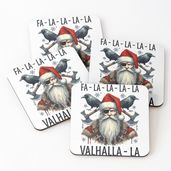 Item preview, Fa-La-La-La-La Valhalla-La Viking Santa Claus With Axes and Ravens designed and sold by HuserPiri.
