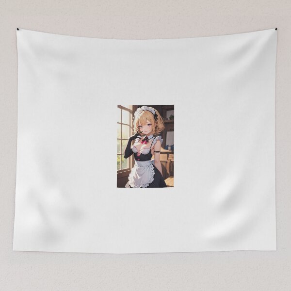 Item preview, Blonde Maid Anime Girl Art | Classic Black & White French Maid Waifu | Kawaii Cafe Aesthetic Decor designed and sold by iloveanimechibi.