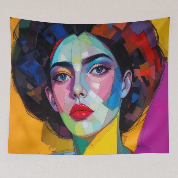 Item preview, Cubist art portrait in vibrant colors designed and sold by Hot4Shirt.