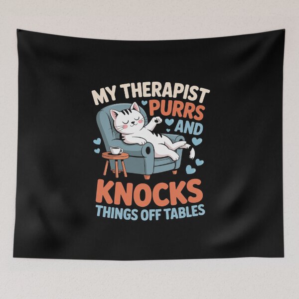 Item preview, My Therapist Purrs and Knocks Things Off Tables Cat designed and sold by skanderio.